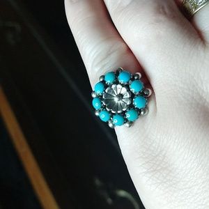 Elanda wyaco sterling silver 925 turquoise ring flower floral
